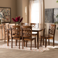 Baxton Studio RH340C-Walnut-7PC Dining Set Baxton Studio Nicolette Modern and Contemporary Walnut Brown Finished Wood